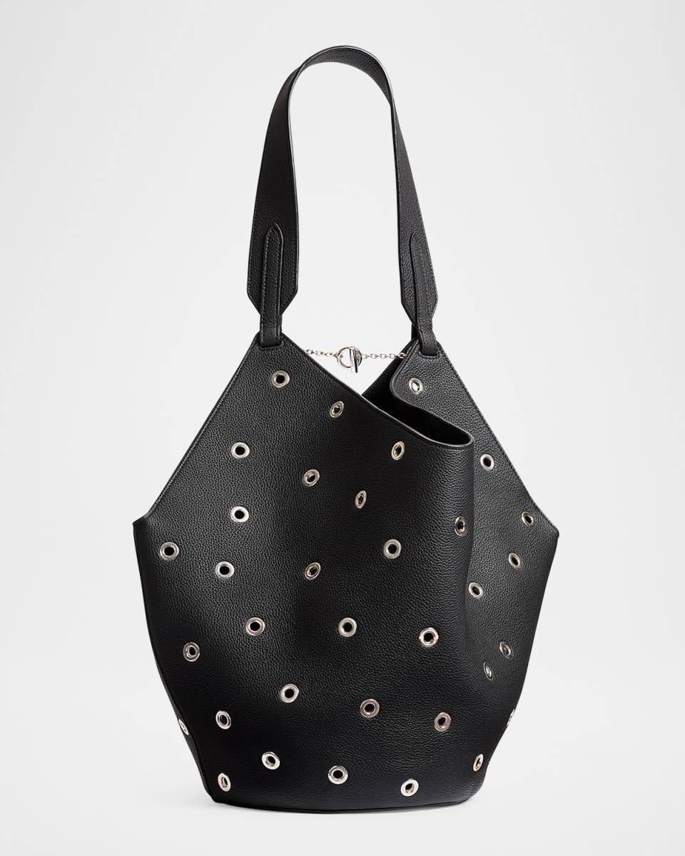 Lotus Small Grommet Calfskin Tote Bag